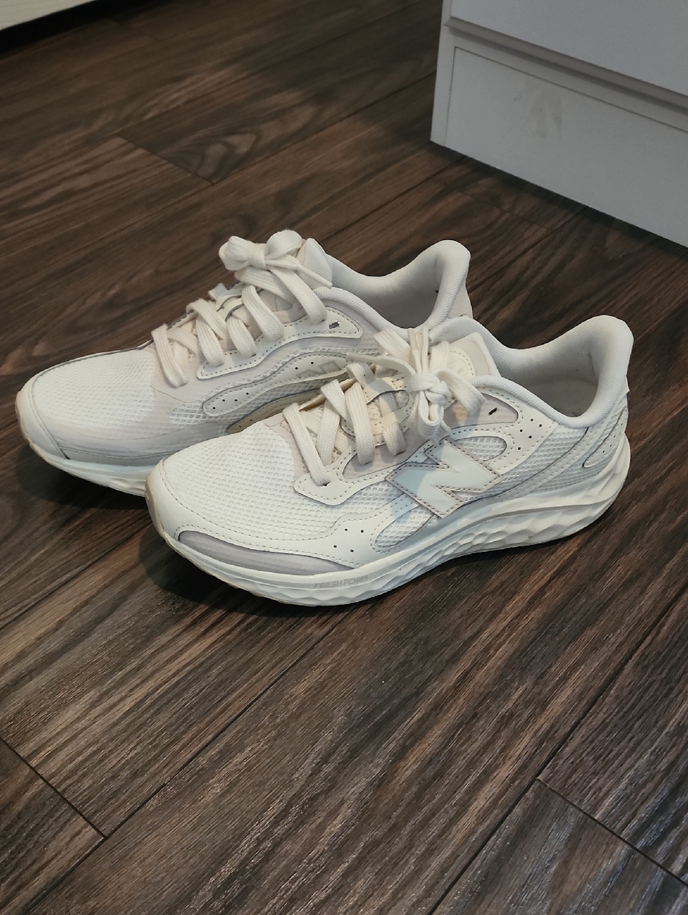 New Balance Cream-White Athletic Sneakers